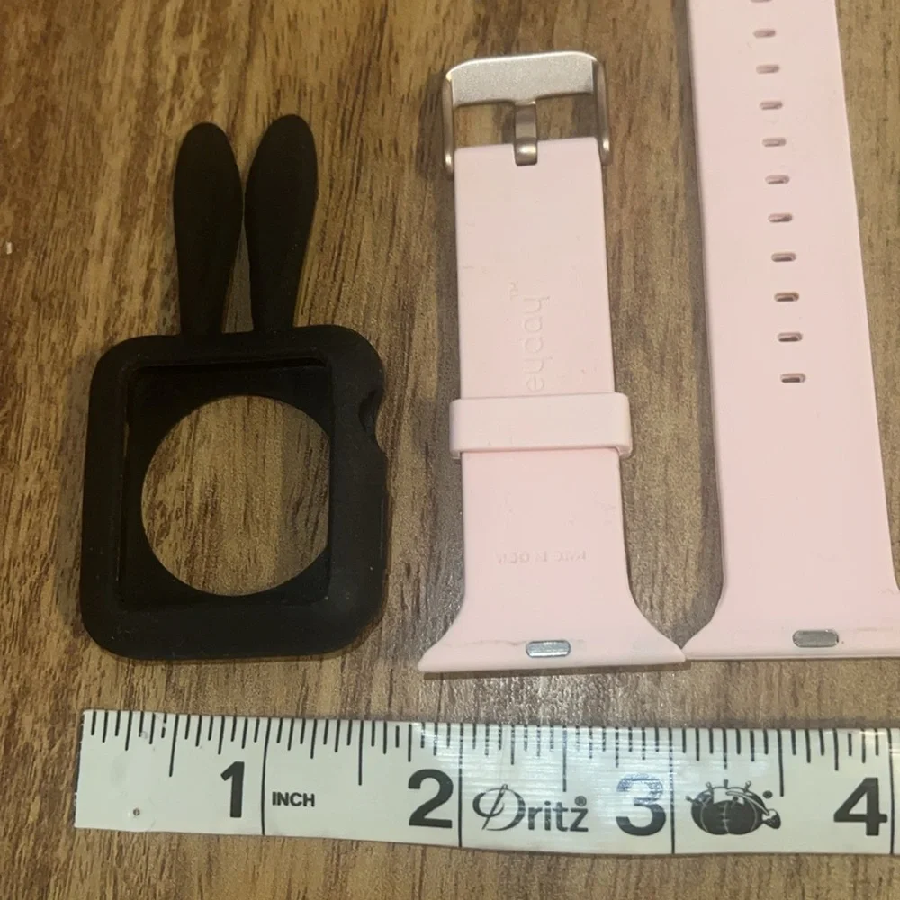 Pink Smartwatch Band with Black Bunny Cover